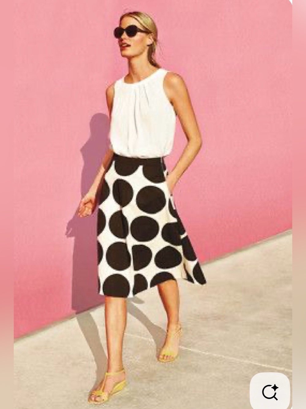 Boden Black and White Polka Dot Midi Skirt
